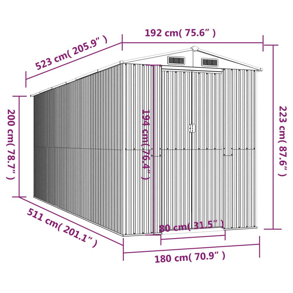 Vidaxl - Abri de jardin Marron foncé 192x523x223 cm Métal galvanisé vidaXL 3147464 - Image 3