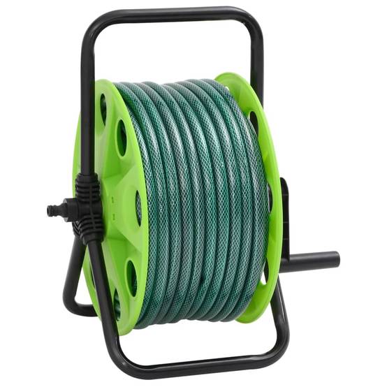 Enrouleur de tuyau sur pied acier galvanisé et PVC vert 40.5 x 34.5 x 47 cm, poids:5.05kg - PANGIVO - Image 1