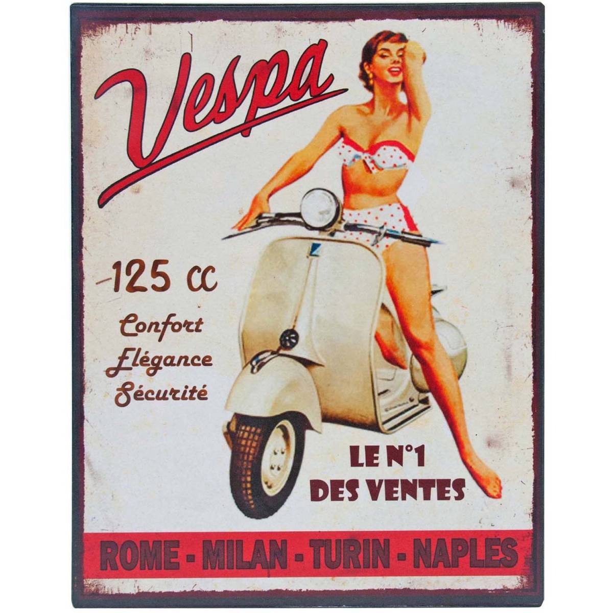 Antic Line Creations - Plaque vintage en métal 22 x 28 cm Vespa - Image 1