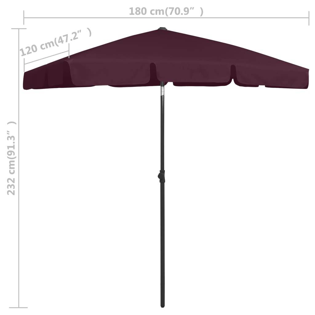 Helloshop26 - Parasol de plage rouge 180 x 120 cm bordeaux - Image 7