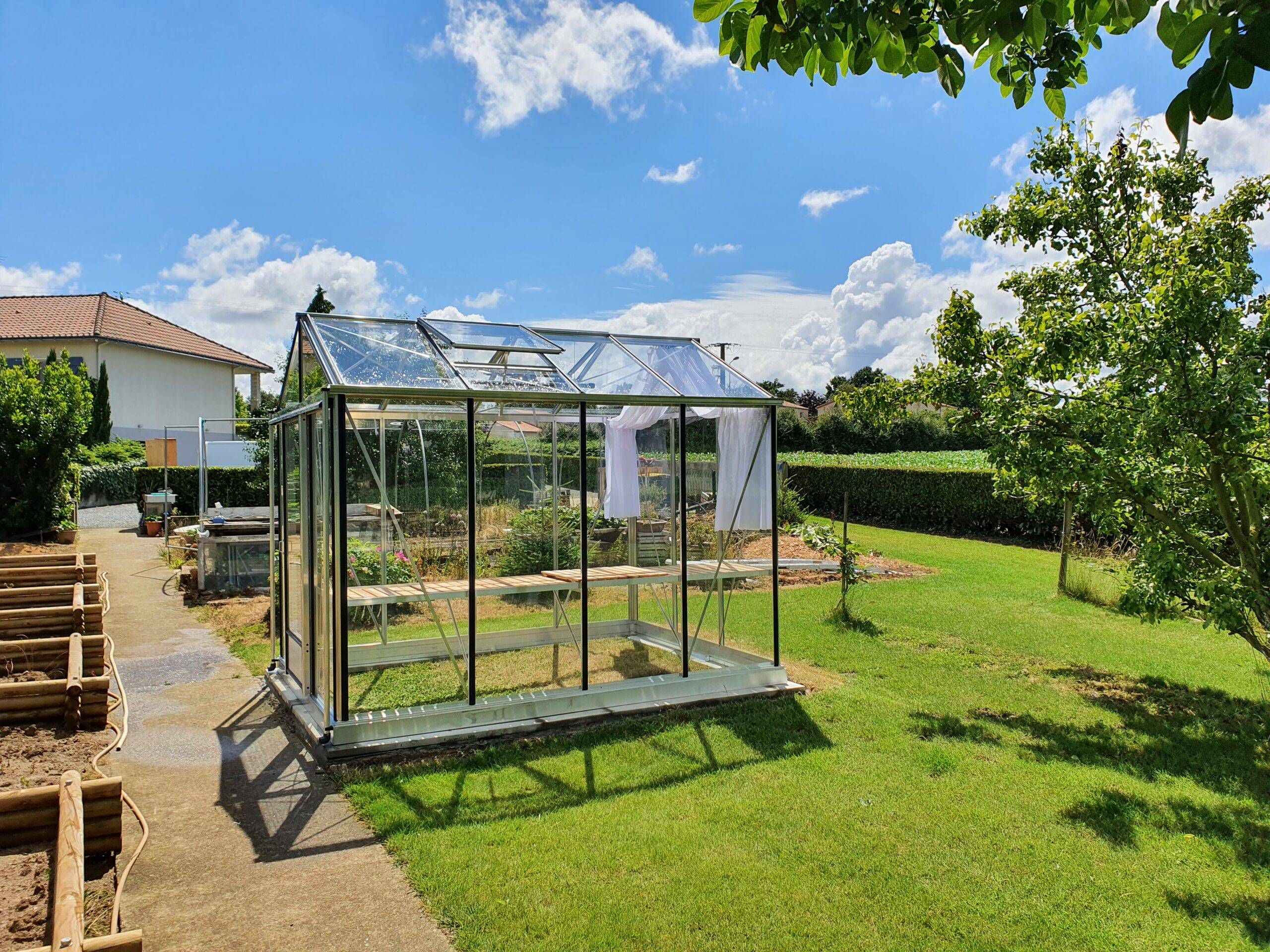 Serre en polycarbonate 8mm alvéolés- Euro Maxi - Alu - 20m² - GRIS ALUMINIUM - L'atelier des serres - Image 3