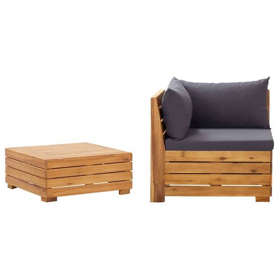 ComfortXL - Salon de jardin 2 pièces Bois d'Acacia Massif Design à Lattes pour Terrasse Gris Foncé – ComfortXL Outdoor Living - Image 1