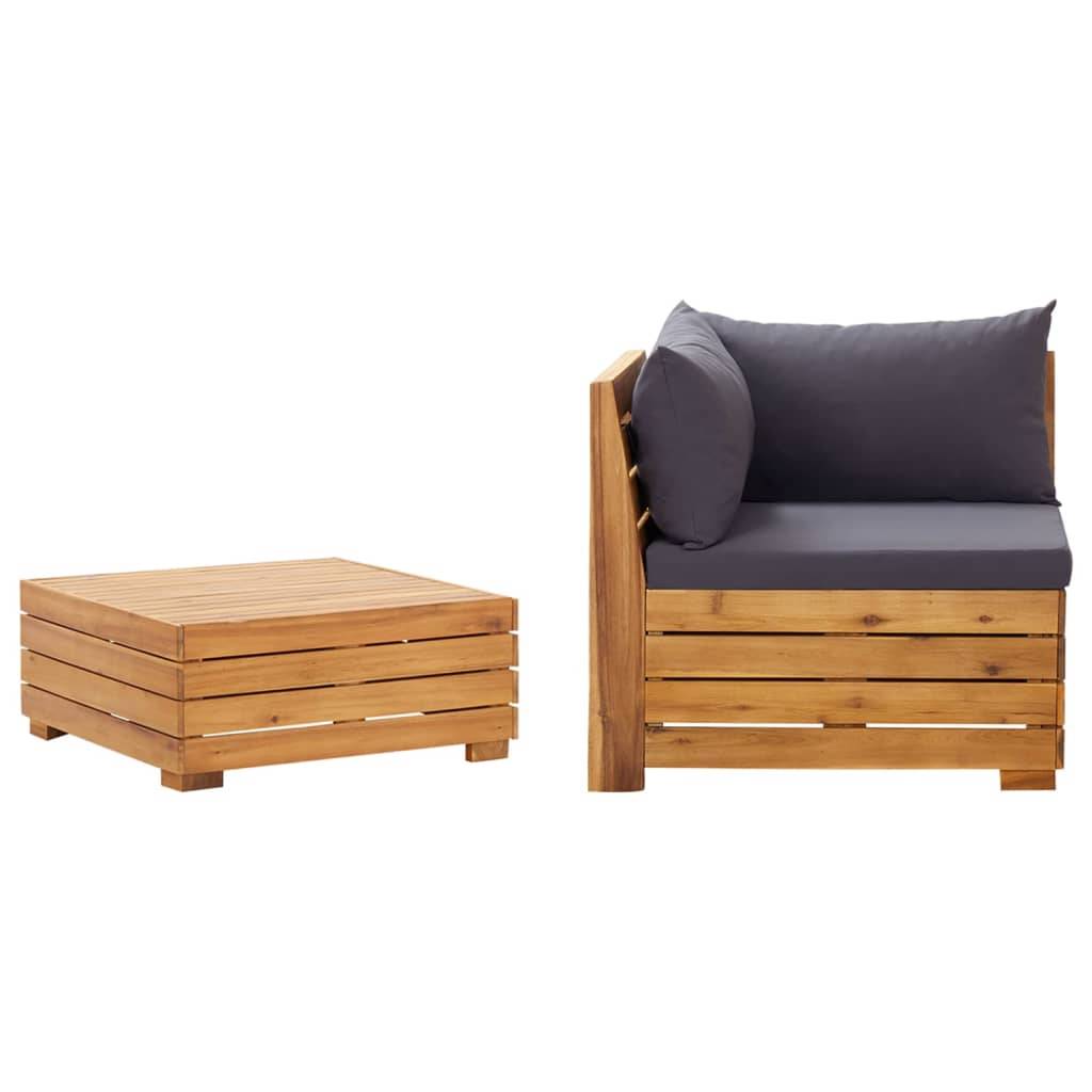 ComfortXL - Salon de jardin 2 pièces Bois d'Acacia Massif Design à Lattes pour Terrasse Gris Foncé – ComfortXL Outdoor Living - Image 1
