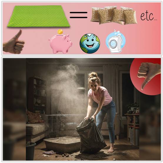 Lot de 2 - Tapis qui remplace la Litière pour Cochon d'Inde et Lapin - Absorbant, Imperméable, Passe en Machine 105 x 105 cm - Neo Solvo - Image 4