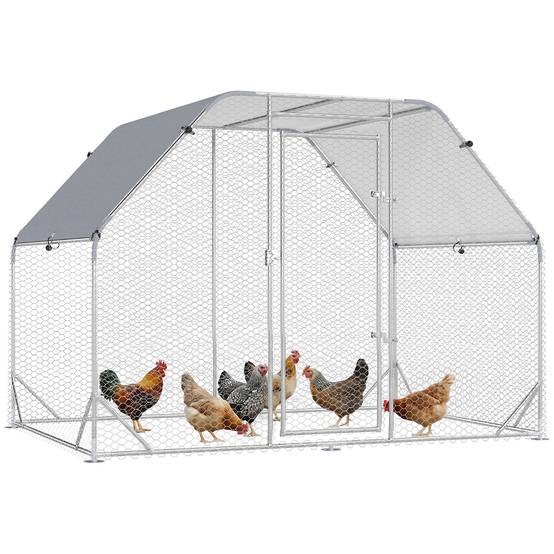 Poulailler avec couvercle pour 4 à 6 poules en acier, 280 x 190 x 195 cm - Image 1