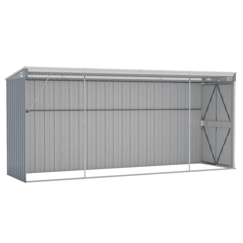 Maison Chic - Abri de jardin 4.51m² mural Cabane de jardin - Gris 118x382x178 cm Acier galvanisé - Meuble Pro MAISON CHIC - Image 6