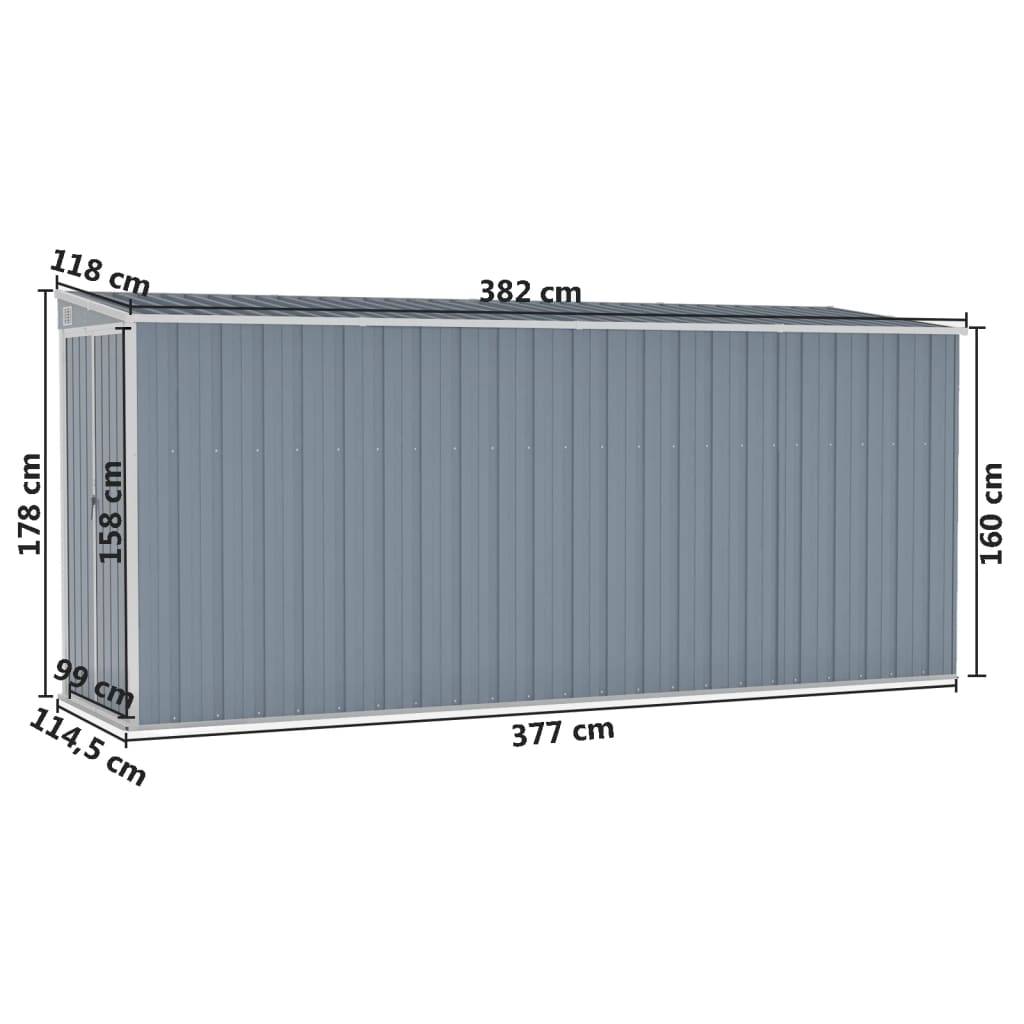 Maison Chic - Abri de jardin 4.51m² mural Cabane de jardin - Gris 118x382x178 cm Acier galvanisé - Meuble Pro MAISON CHIC - Image 7