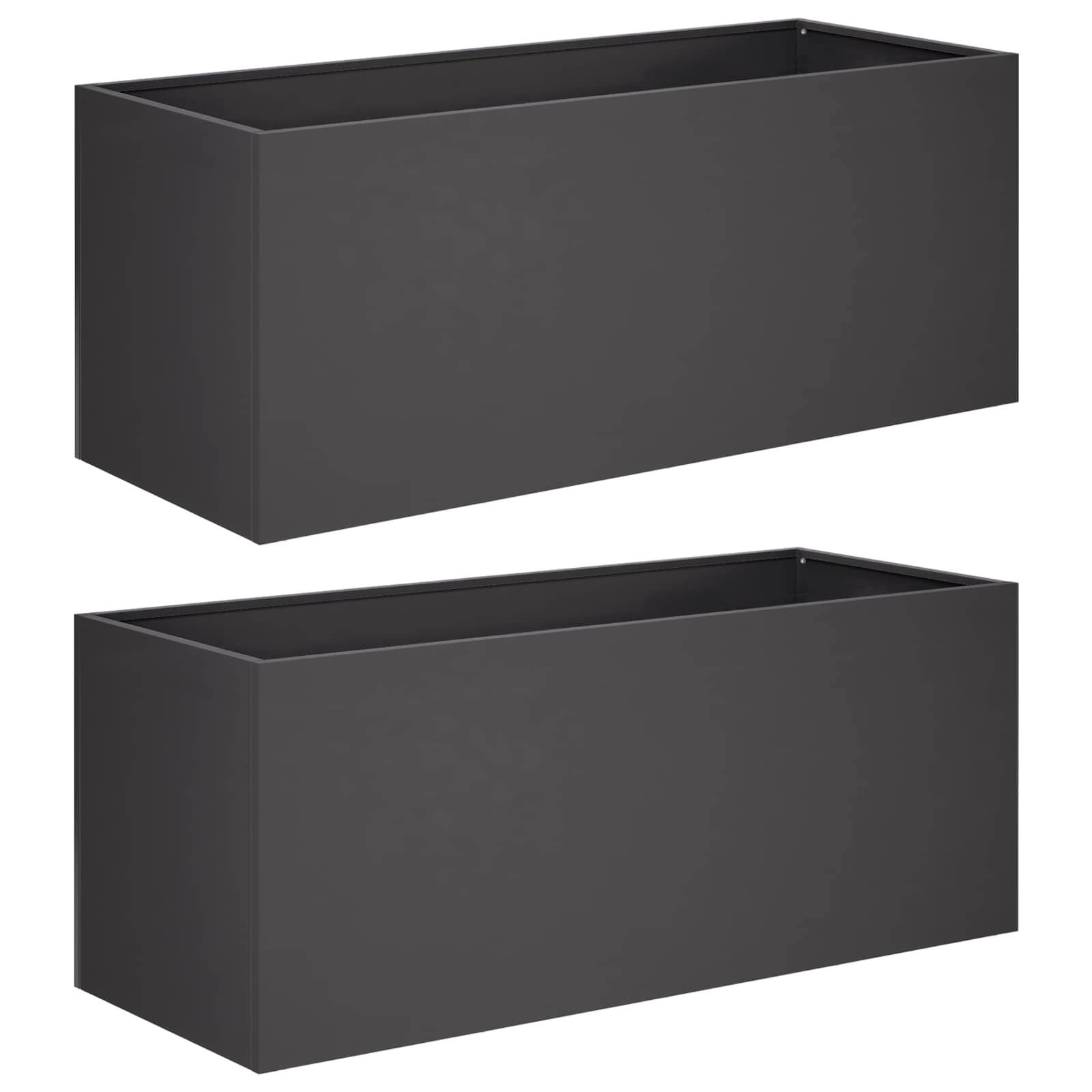 Vidaxl - Cache-pot de jardin 2 pc Noir 80 x 40 x 40 cm vidaXL 8005233 - Image 2