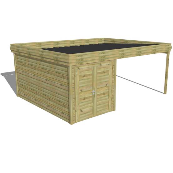ABRI DE JARDIN bois autoclave 27mm - 5,64x4,34m / 24m2 - Bac acier - Abri Français - Image 1