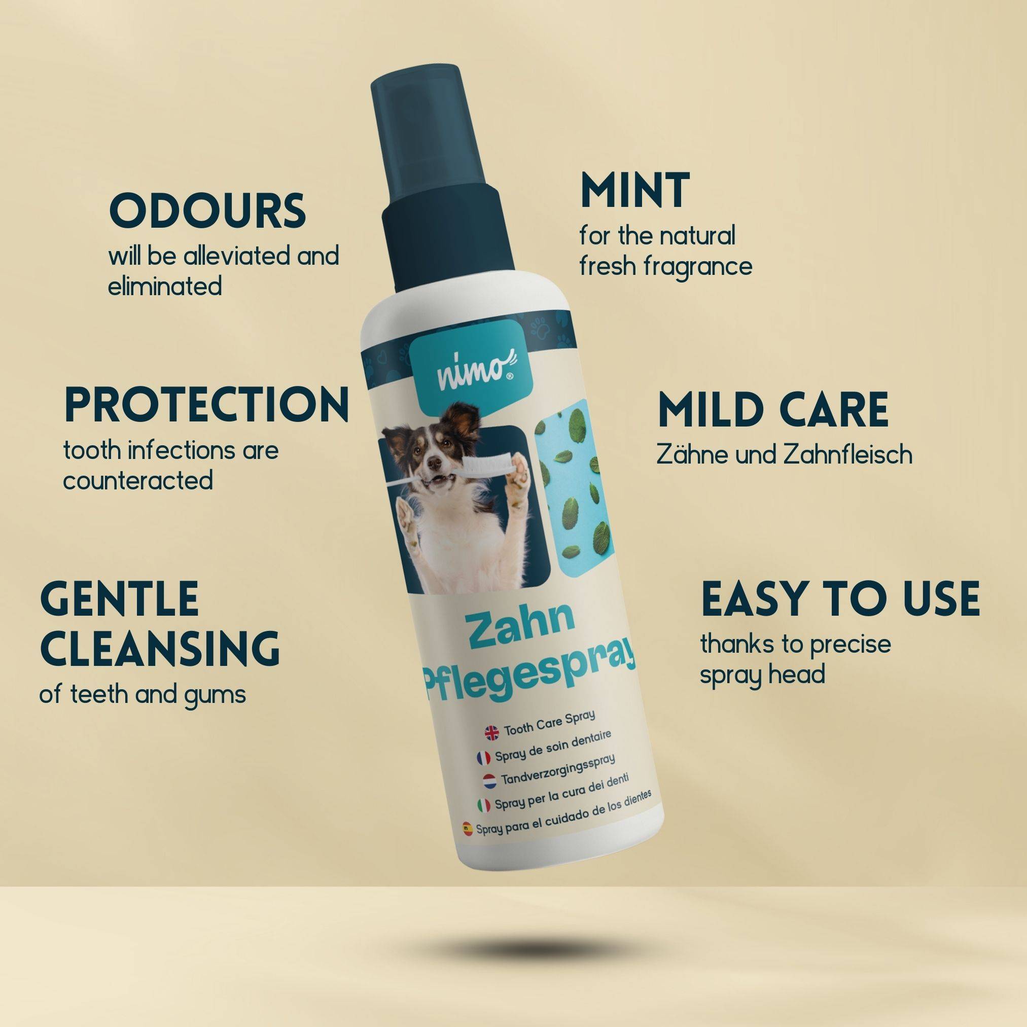 Pray de soin dentaire – spray dentaire pour chiens, chats & animaux domestiques à la menthe (125 ml) | ki:ku - Image 3