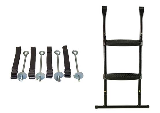 Kangui - Trampoline Ø 430 cm + filet + échelle + kit d'ancrage - JUMPI 430 - Noir/Vert Kangui - Image 3