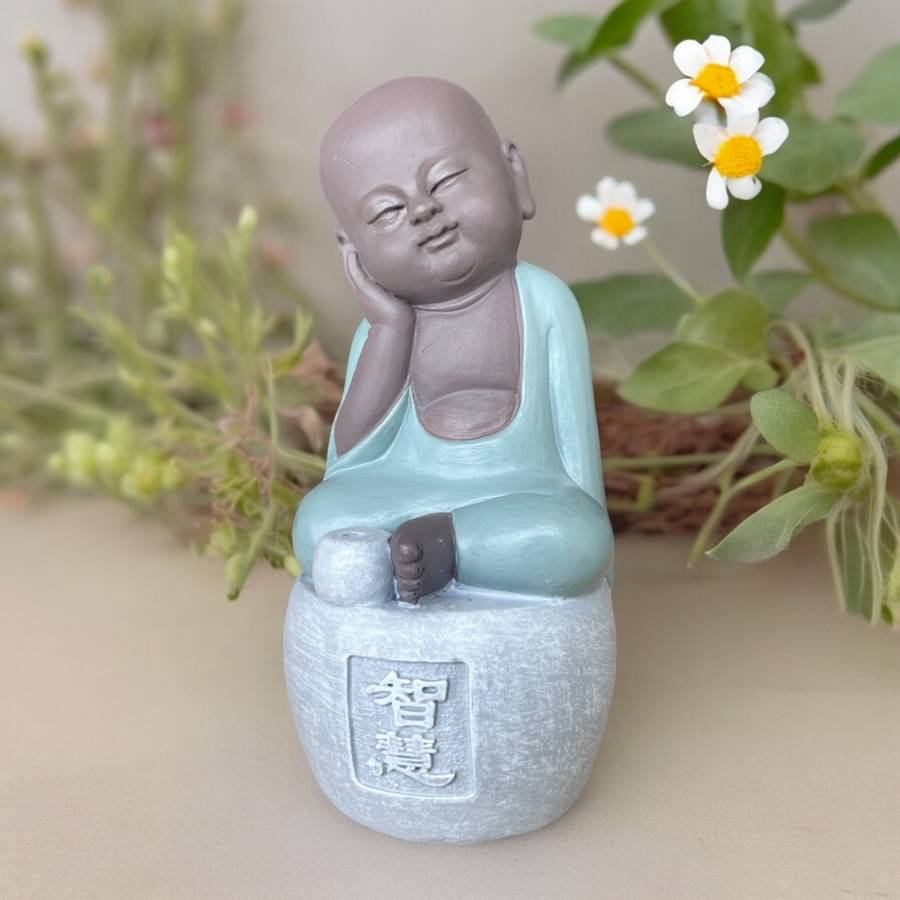 Zen Light - Statue Bonze Porte-Encens Intélligence-Figurine Porte-bonheur -Fabrication Artisanale -Calligraphie FengShui-Cadeau-H14cm–Zen'Light - Image 1