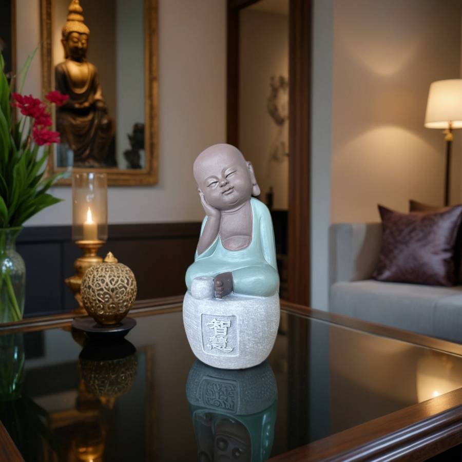 Zen Light - Statue Bonze Porte-Encens Intélligence-Figurine Porte-bonheur -Fabrication Artisanale -Calligraphie FengShui-Cadeau-H14cm–Zen'Light - Image 10