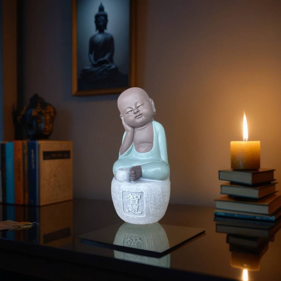 Zen Light - Statue Bonze Porte-Encens Intélligence-Figurine Porte-bonheur -Fabrication Artisanale -Calligraphie FengShui-Cadeau-H14cm–Zen'Light - Image 7