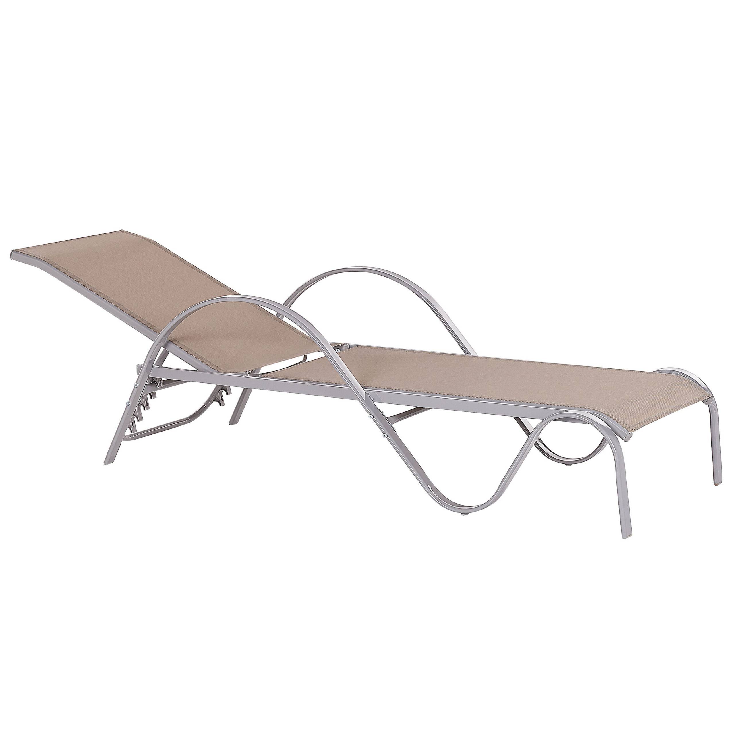 Beliani - Chaise Longue de Jardin Inclinable en Acier et Textile Marron Clair Chilienne Pour Bain de Soleil Beliani - Image 4
