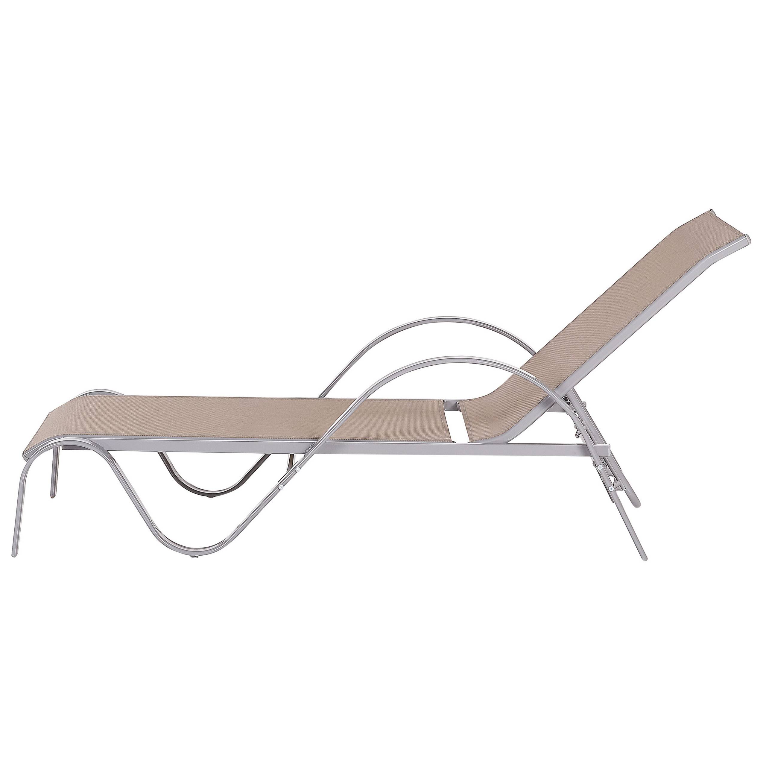 Beliani - Chaise Longue de Jardin Inclinable en Acier et Textile Marron Clair Chilienne Pour Bain de Soleil Beliani - Image 6