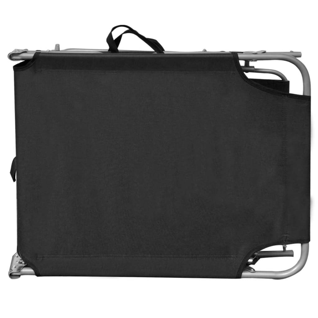 Helloshop26 - Transat chaise longue bain de soleil lit de jardin terrasse meuble d'extérieur pliable avec auvent noir aluminium - Image 3