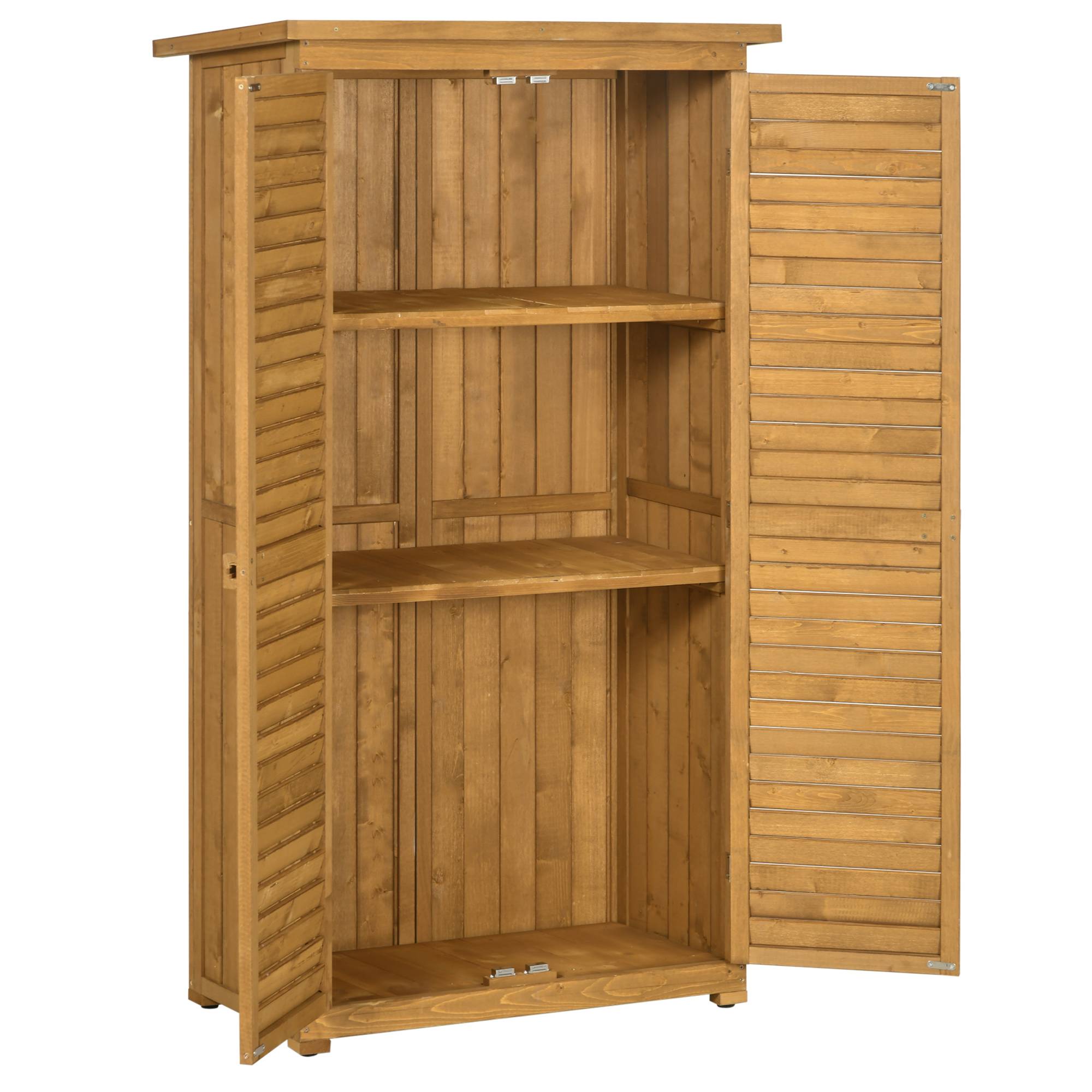 ComfortXL - Armoire de jardin en sapin naturel 87 x 46,5 x 160 cm pour extérieur avec 3 étagères et portes persiennées - Image 2