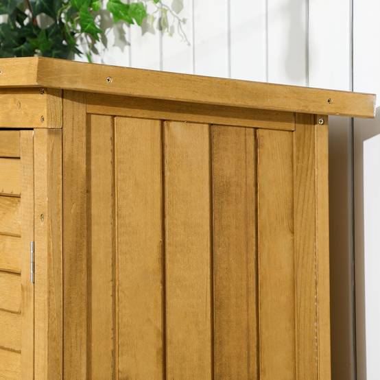 ComfortXL - Armoire de jardin en sapin naturel 87 x 46,5 x 160 cm pour extérieur avec 3 étagères et portes persiennées - Image 8