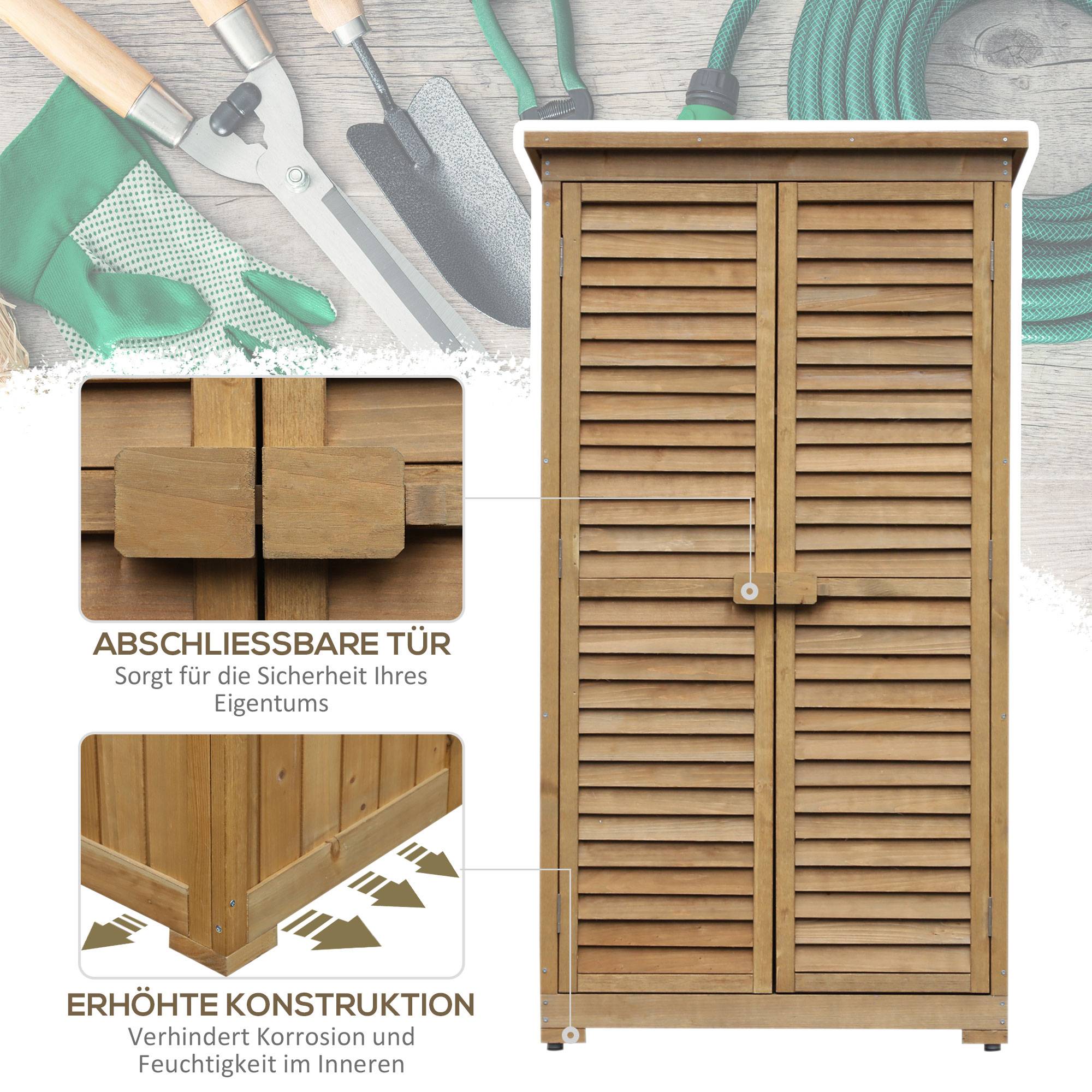 ComfortXL - Armoire de jardin en sapin naturel 87 x 46,5 x 160 cm pour extérieur avec 3 étagères et portes persiennées - Image 6