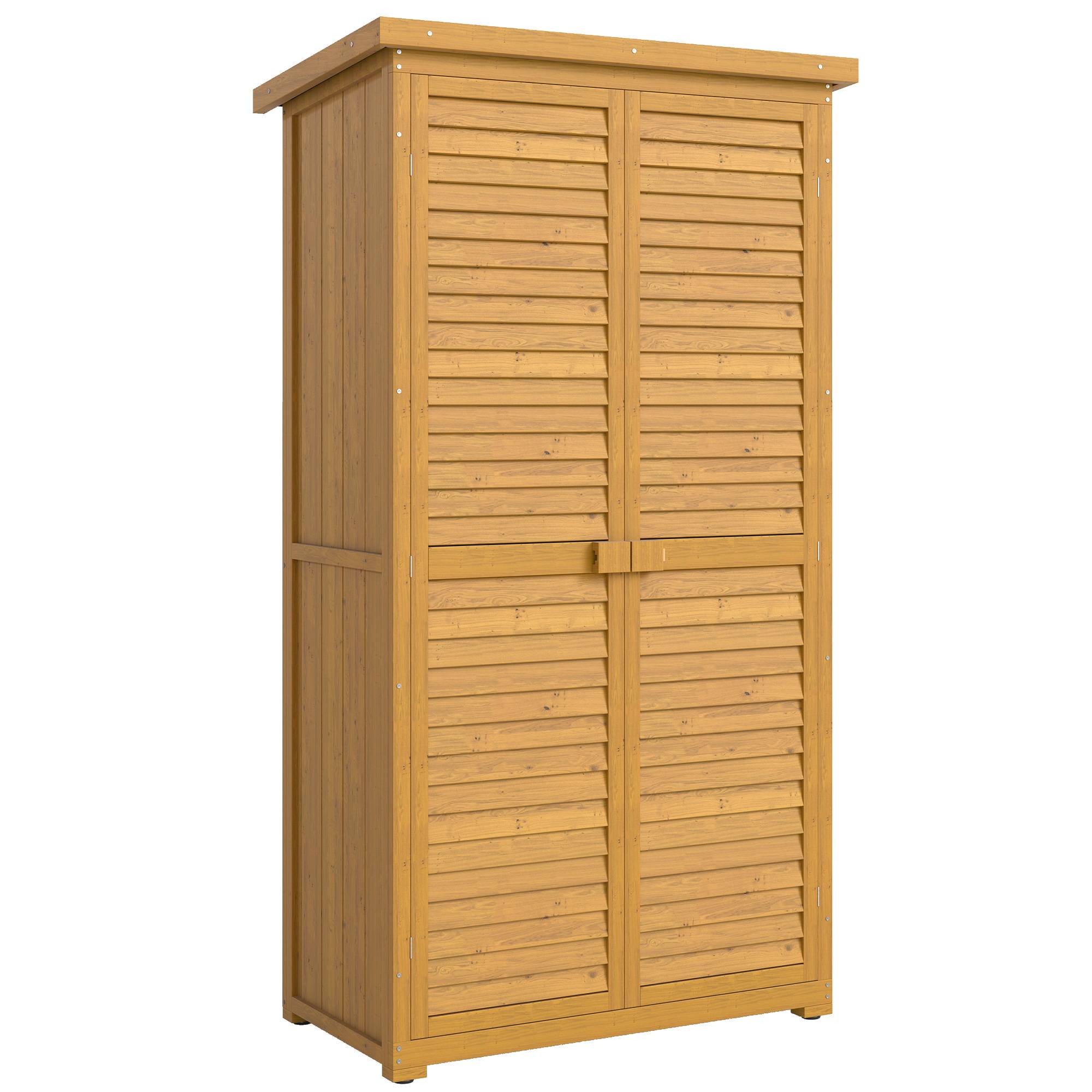 ComfortXL - Armoire de jardin en sapin naturel 87 x 46,5 x 160 cm pour extérieur avec 3 étagères et portes persiennées - Image 10