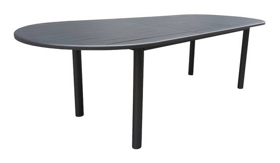 Proloisirs - Table extensible - GENES - Aluminium époxy graphite - Plateau à lattes - 200/260 x 100 cm