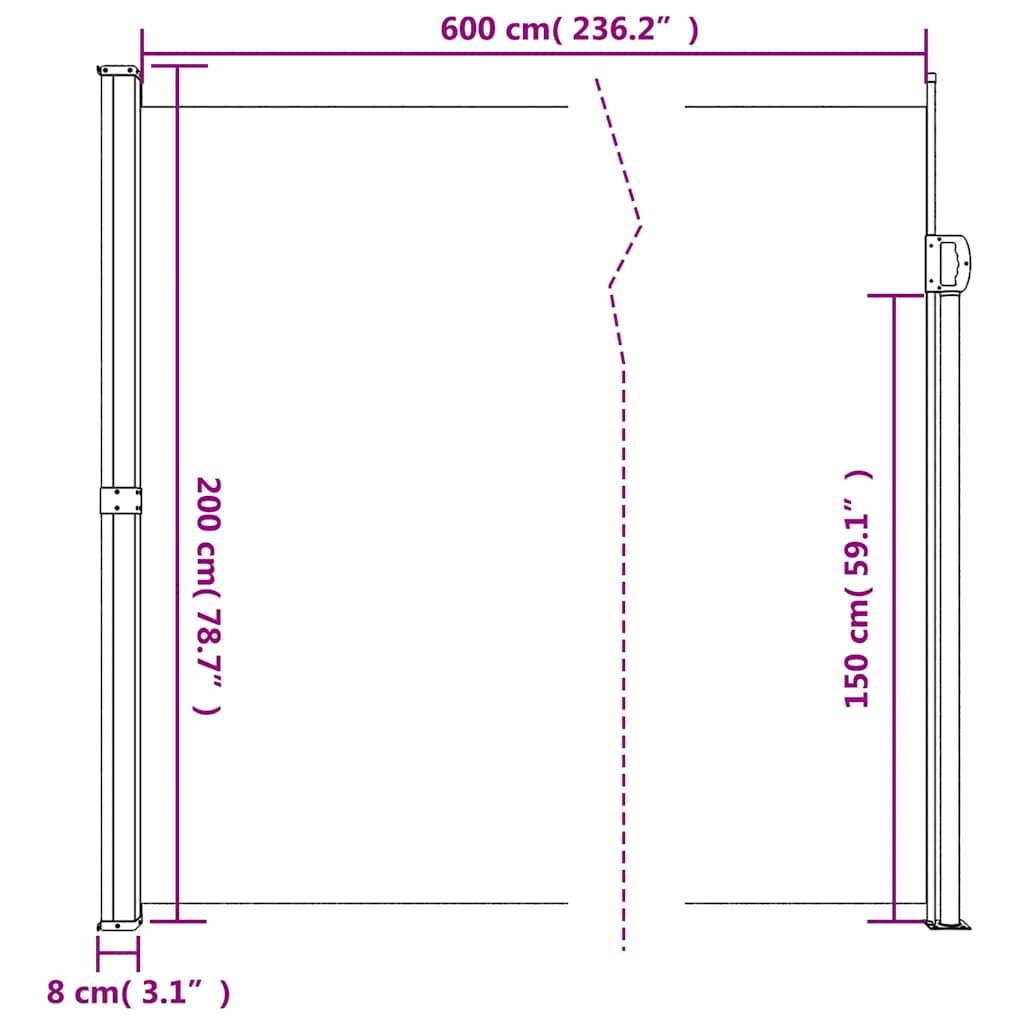 Store Banne - Auvent latéral rétractable taupe 200x600 cm - MEUBLE PRO-JU5014 - Image 10