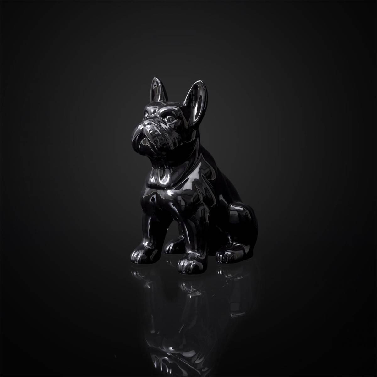 The Home Deco Factory - Statuette Déco en Céramique "Bulldog" 20cm Noir - Image 4