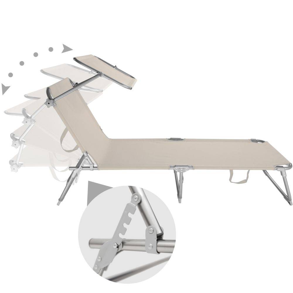 Helloshop26 - Transat bain de soleil meuble jardin acier beige - Image 2