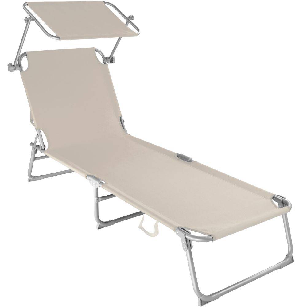 Helloshop26 - Transat bain de soleil meuble jardin acier beige - Image 1