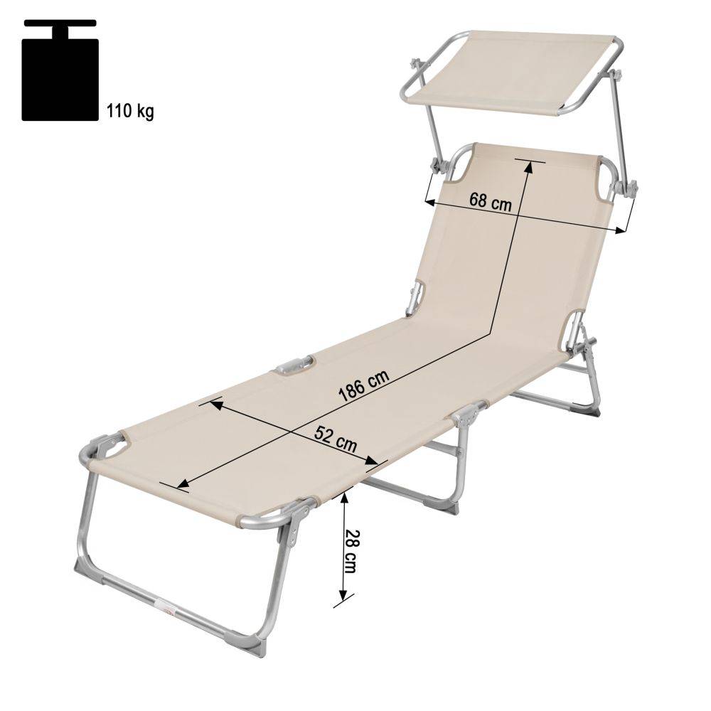 Helloshop26 - Transat bain de soleil meuble jardin acier beige - Image 4