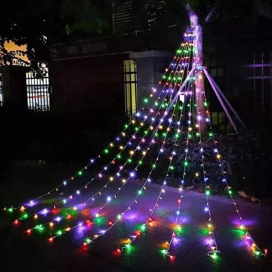 Lumières de cascade de LED de noël, cordes lumineuses colorées, lumières colorées, prises européennes, lumières de cascade de cloche - Image 3
