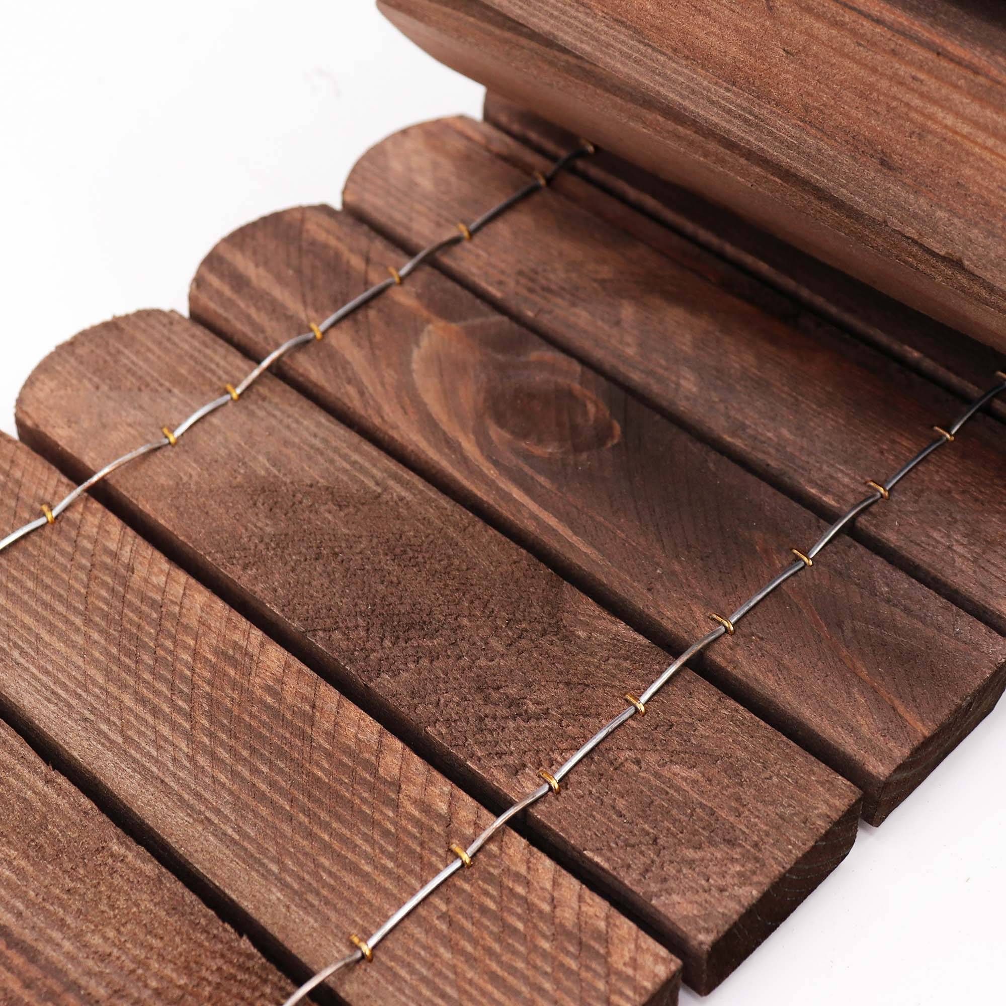 Clôture bois rouleau Marron 40x200 cm – Grande bordure jardin, séparation pelouse, massif, extérieur - Image 7