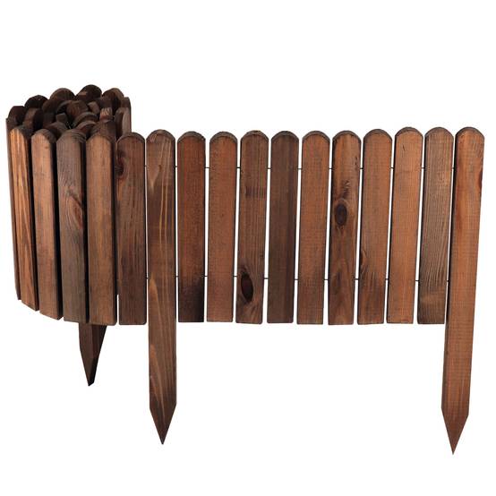 Clôture bois rouleau Marron 40x200 cm – Grande bordure jardin, séparation pelouse, massif, extérieur - Image 5