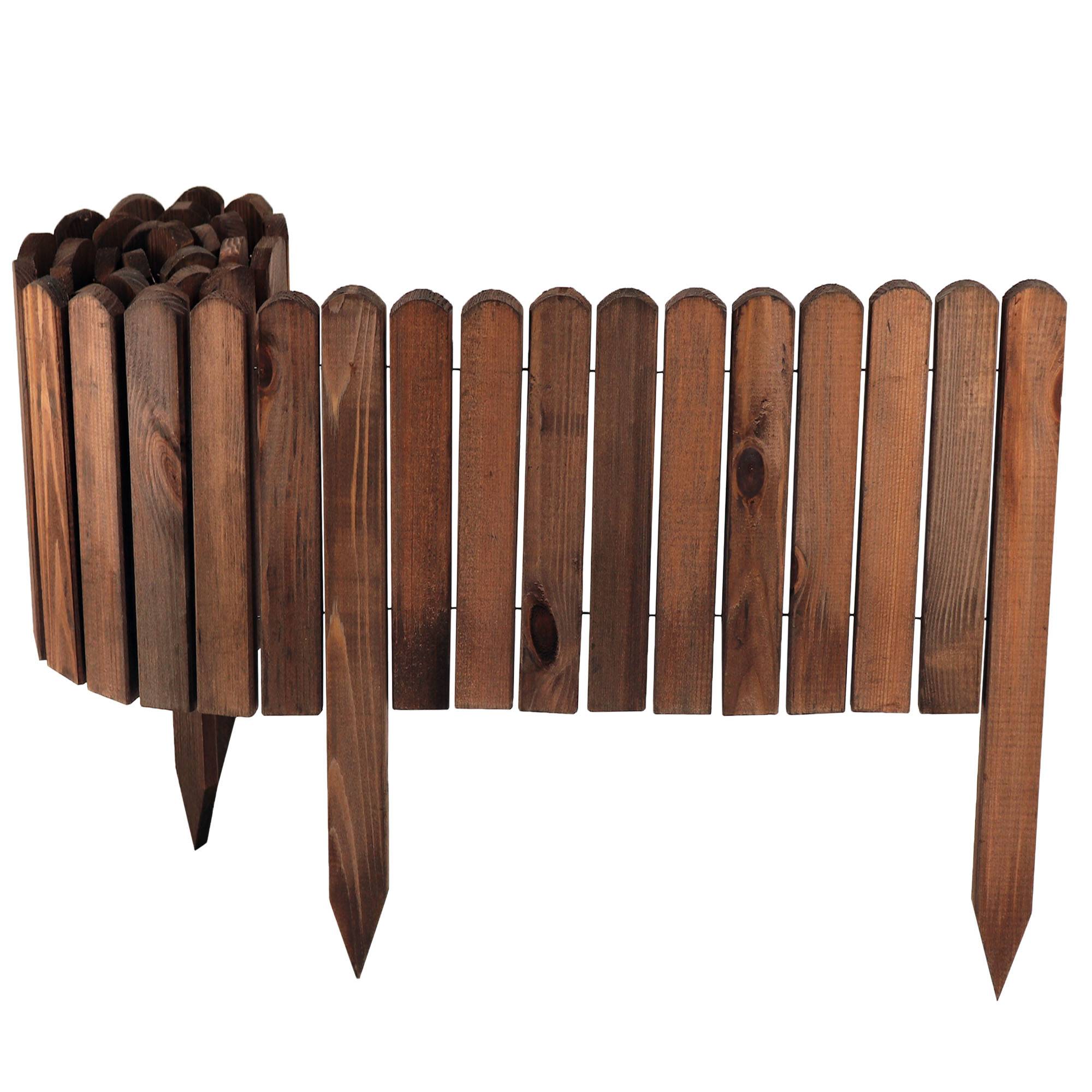 Clôture bois rouleau Marron 40x200 cm – Grande bordure jardin, séparation pelouse, massif, extérieur - Image 5