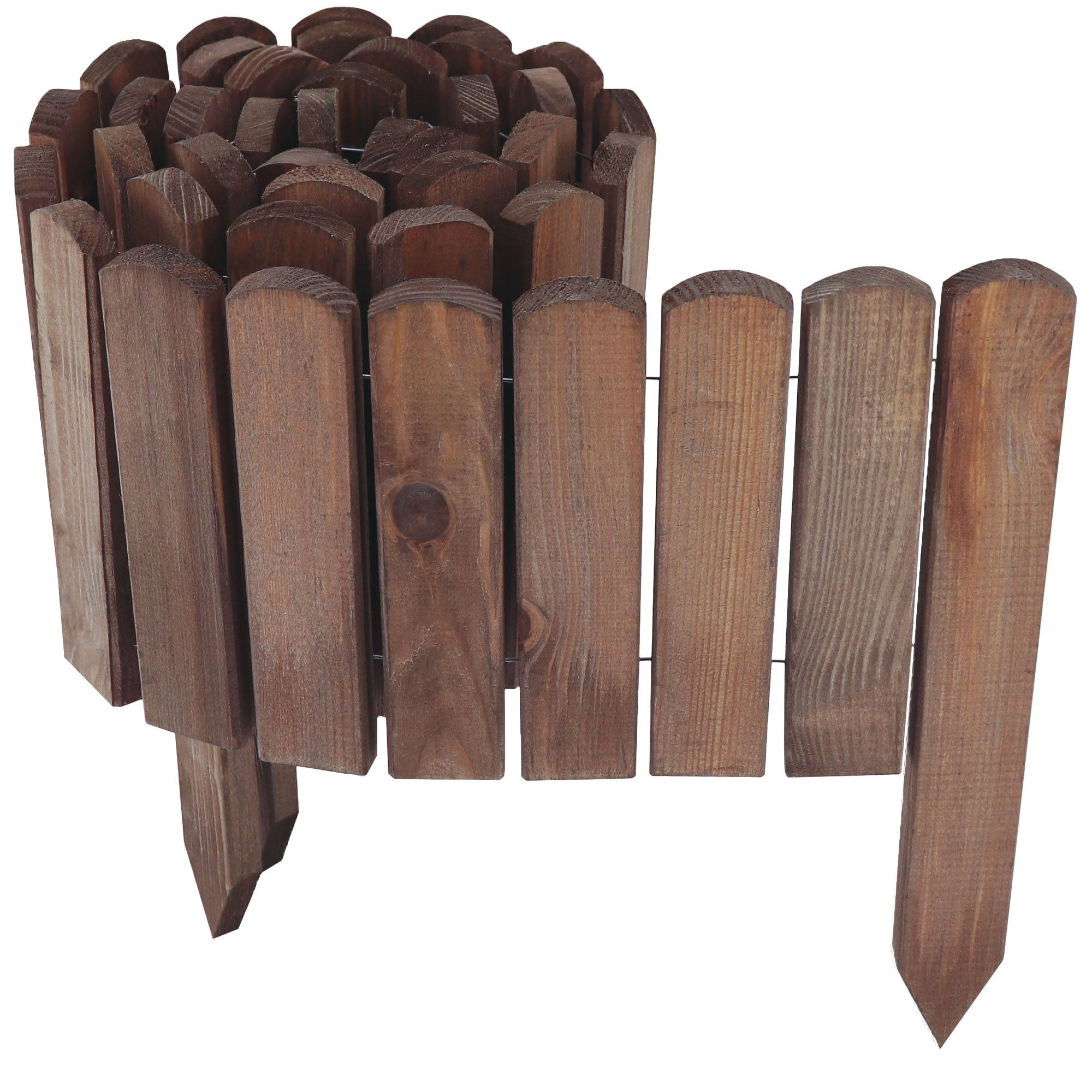 Clôture bois rouleau Marron 40x200 cm – Grande bordure jardin, séparation pelouse, massif, extérieur - Image 1