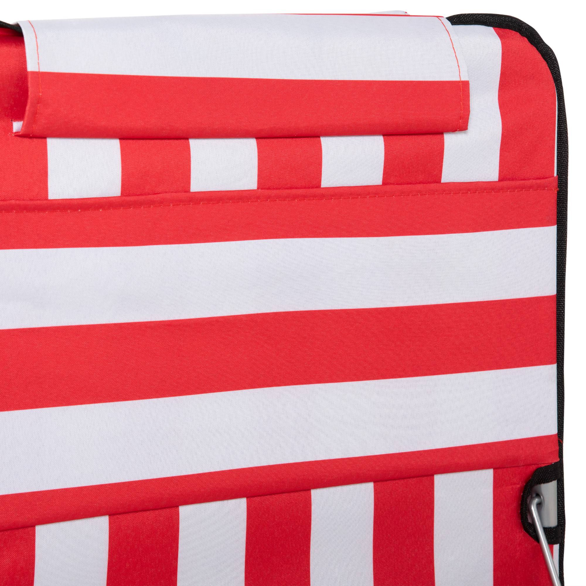 Ensemble de 2 chaises longues de plage pliables avec dossier réglable sur 5 niveaux et sac de rangement, rouge - Image 10