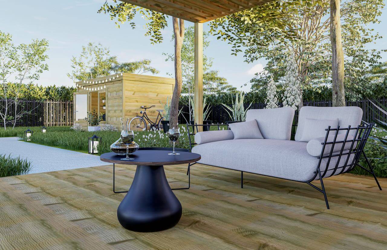 ABRI DE JARDIN bois  autoclave 27mm - 4,34x3,44m / 15m2 - Bac acier - Abri Français - Image 2