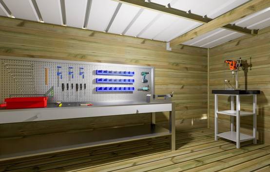 ABRI DE JARDIN bois autoclave 27mm - 4,34x3,44m / 15m2 - Bac acier - Abri Français - Image 3