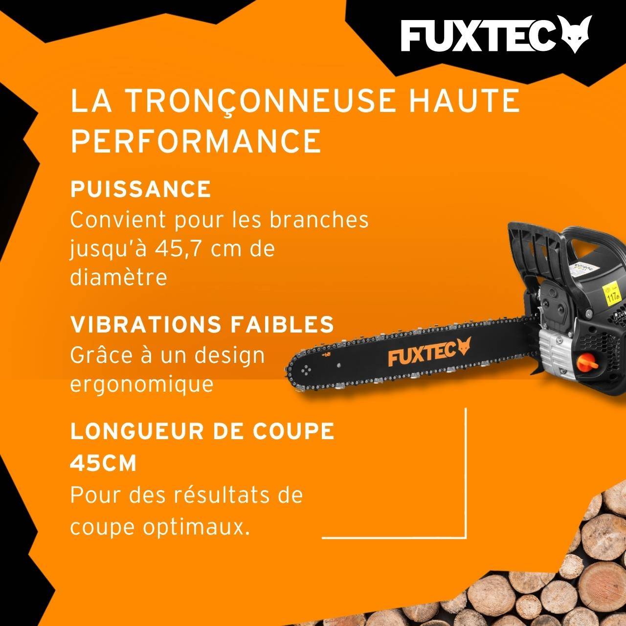 FUXTEC - Tronçonneuse thermique - FUXTEC FX-KS255 - 54cm3 18 pouces Black Edition - Image 5