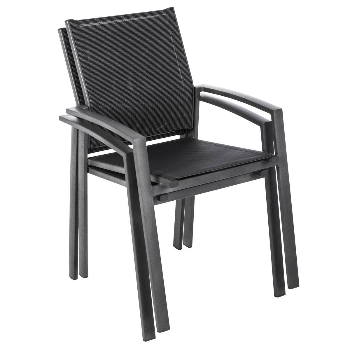 Hesperide - Fauteuil de jardin empilable "Axiome" poivre & graphite aluminium traité époxy Hespéride - Image 2