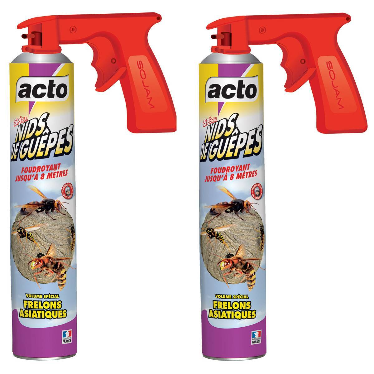 Lot de 2 Aérosol ACTO Spécial NIDS DE GUEPES - Efficacité Professionnelle - Volume spécial Frelons Asiatiques - Image 1