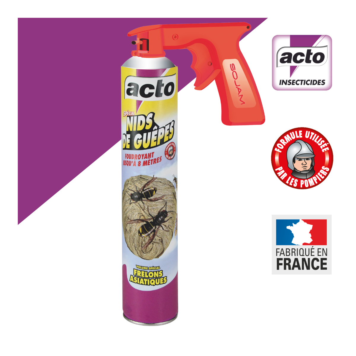 Lot de 2 Aérosol ACTO Spécial NIDS DE GUEPES - Efficacité Professionnelle - Volume spécial Frelons Asiatiques - Image 2