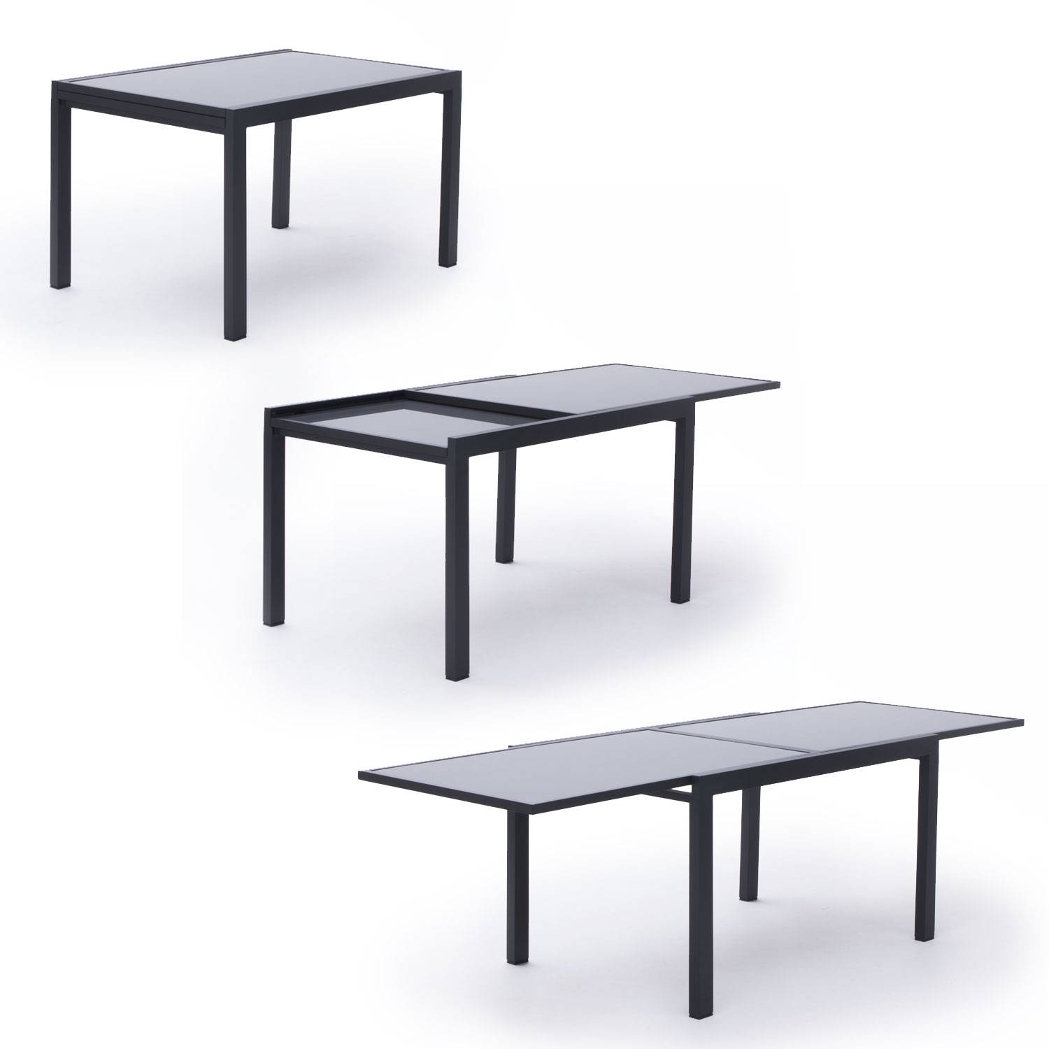 Happy Garden - Salon de jardin LAMPEDUSA extensible en textilène gris 10 places - aluminium anthracite - HAPPY GARDEN - Image 3