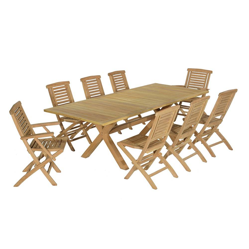 Salon de jardin teck massif Livourne, 8 places - TECK'Attitude - Image 1