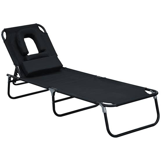 Transat de Jardin Chaise Longue Pliante Bain de Soleil pour Lecture Noir fr63 - Image 1