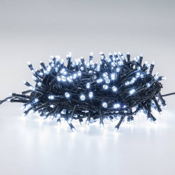 Lotti - Guirlande 8 effets blanc froid 12.5M 300 LED câble vert foncé timer IP44 extérieur Lotti - Image 1