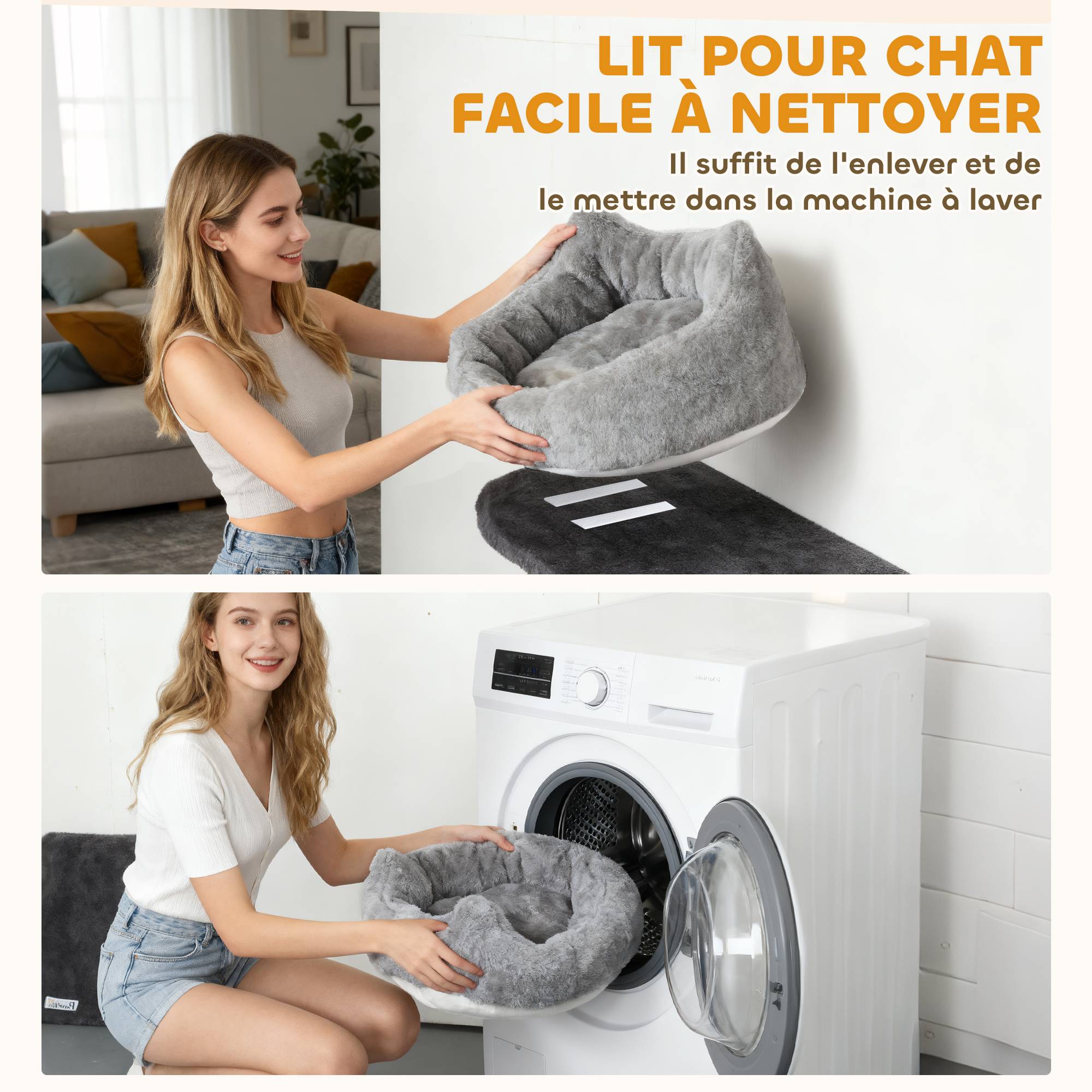 Étagères murales pour chat arbre à chat mural 5 pièces 2 niches hamac plateformes griffoirs en sisal gris - Image 8
