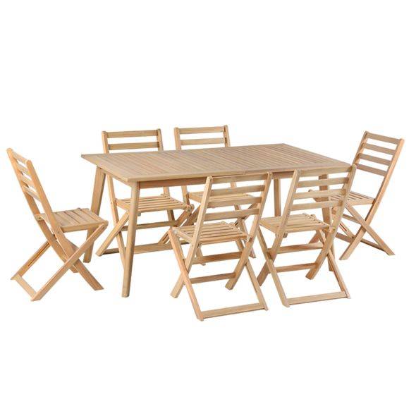 Beau Rivage - Ensemble table et 6 chaises MOLA extensible 160/220cm en bois d'acacia Beau Rivage - Image 1