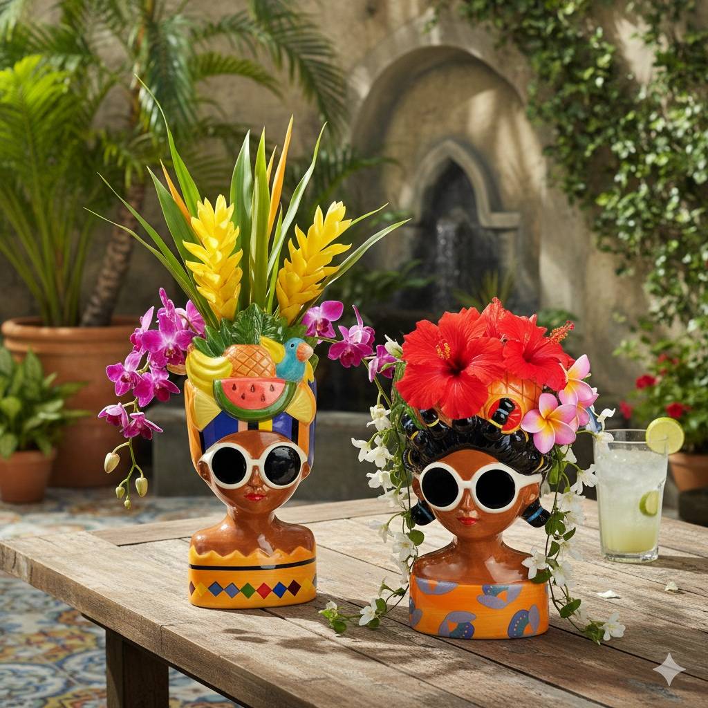 Deux vases femmes avec des fruits 10x20x10cm - Image 4